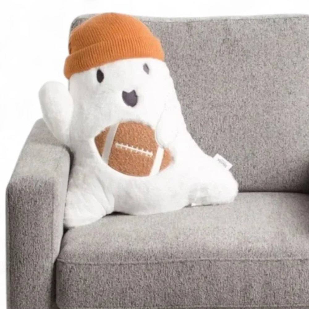 Martha Stewart Ghost Shaped Pillow with Football and Beanie Soft Plushie NEW!